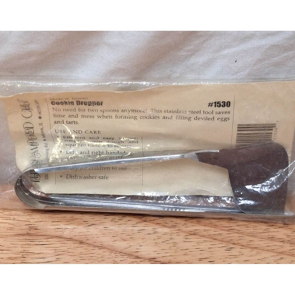 Vintage Pampered Chef Retired Stainless Steel Cookie Dropper NEW Hen Logo #1530